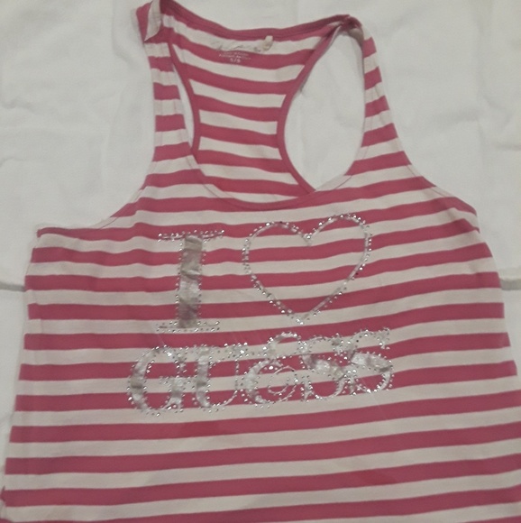 Pink and White Stripe Tank Top Shirt - Picture 1 of 2